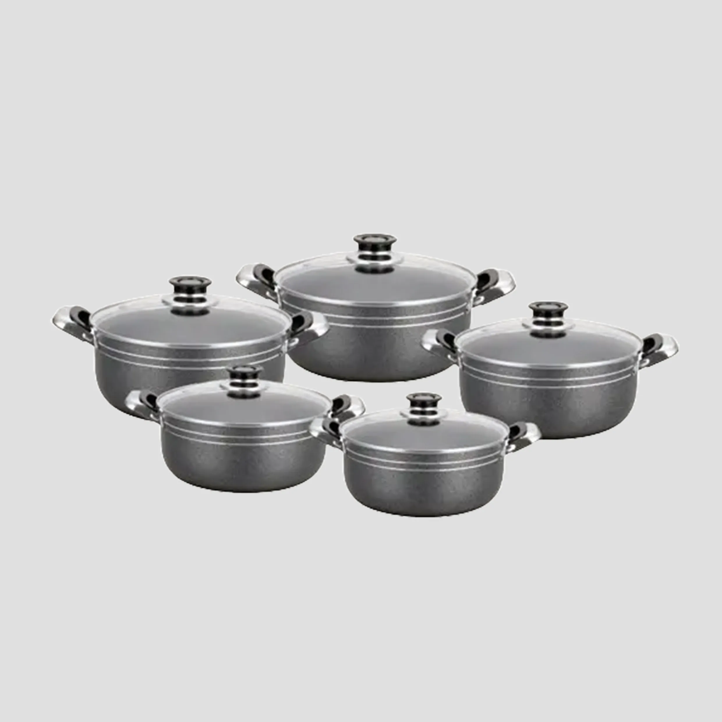 Sayona ML-8090 Non-Stick Cookware Set with Granite Finish - Black