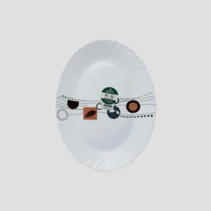 Sayona Chef SC-3023 K-1093 12-Inch Oval Plate with Design - White