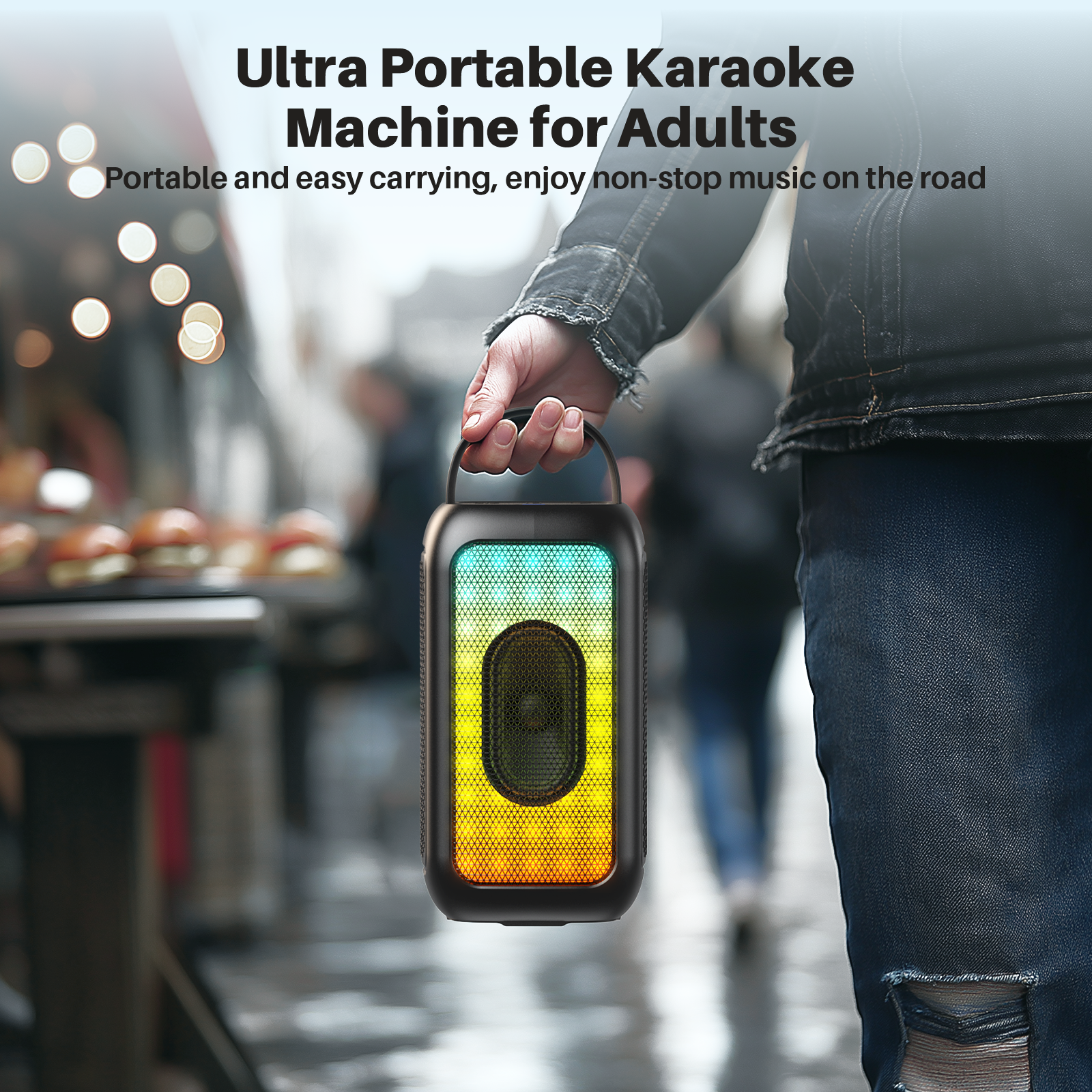 Bobtot EP20 Portable Karaoke Speaker with 1 Wireless Mic - Black - Image 5