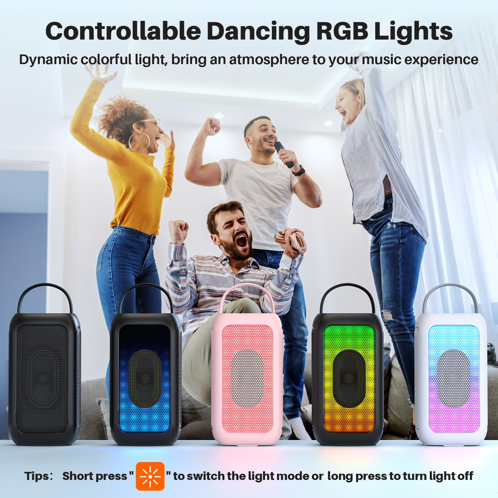EP20T Portable Karaoke Speaker with 2 Wireless Mics - White - Image 4