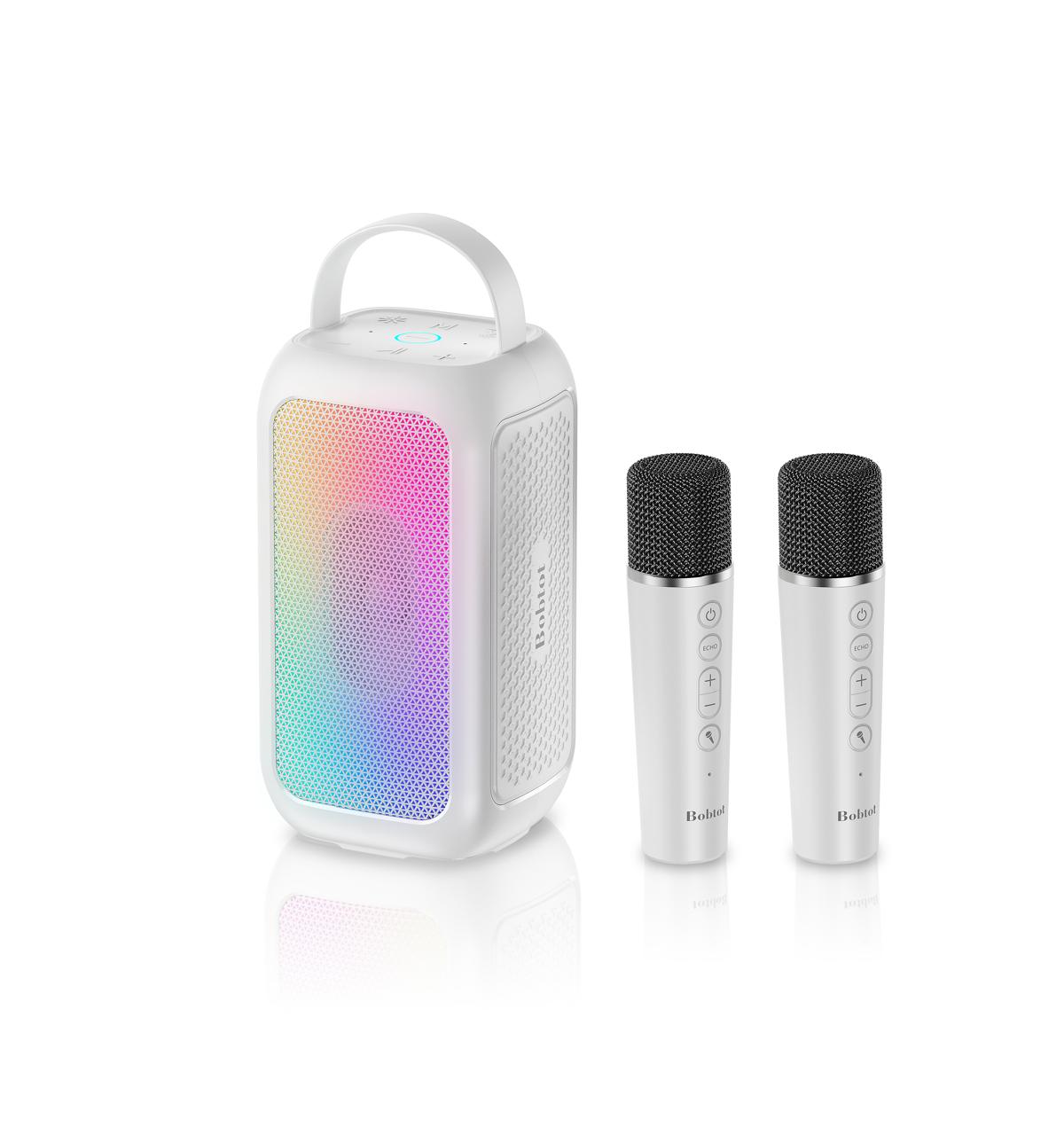 EP20T Portable Karaoke Speaker with 2 Wireless Mics - White